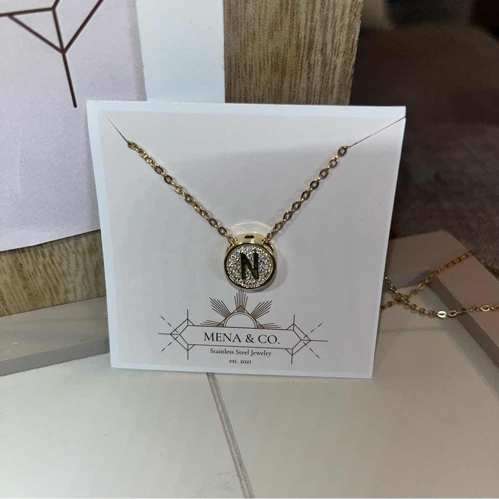 Gold Stainless Steel “N” Initial Pendant Necklace